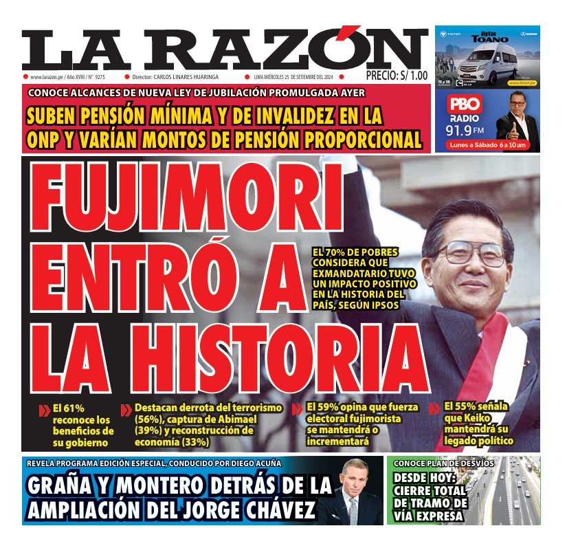 Portada Diario La Razón (25/09/2024)