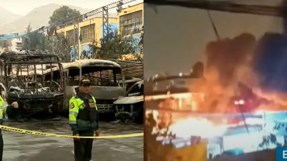 Incendio consume 25 buses en Independencia tras el paro de transportistas