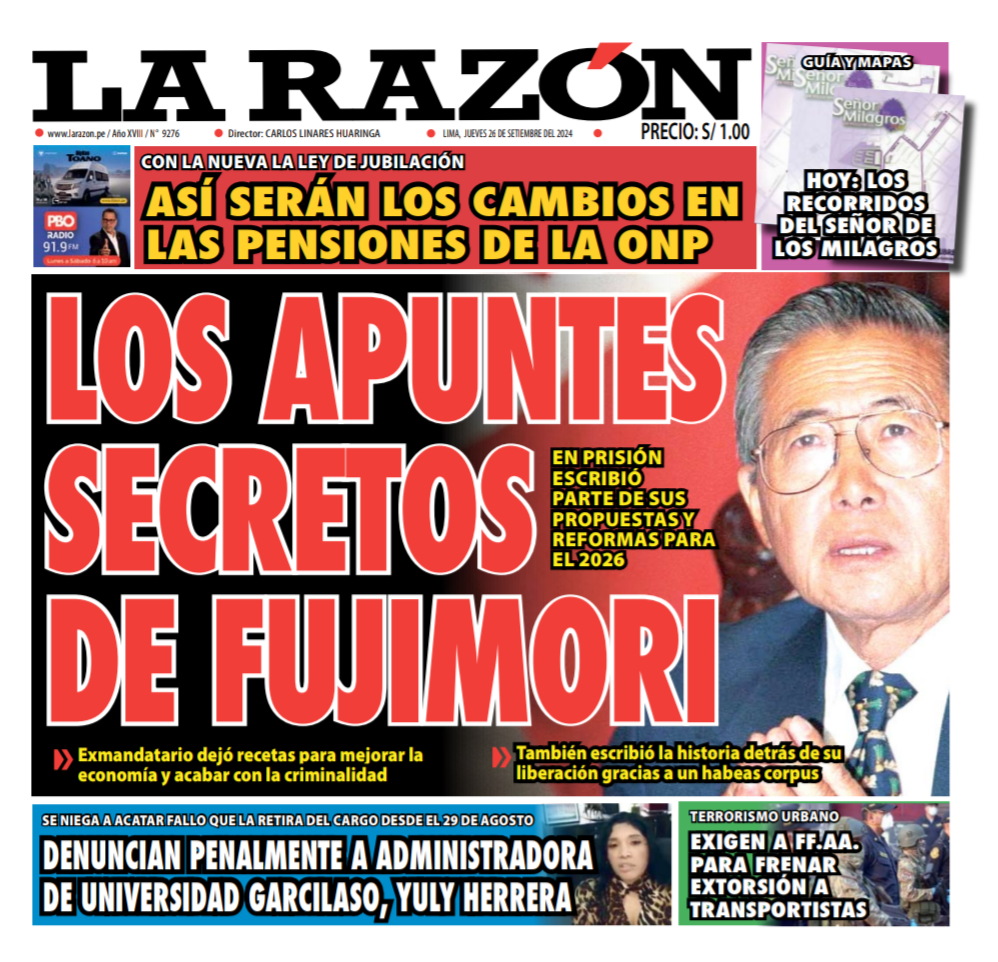 Portada Diario La Razón (26/09/2024)