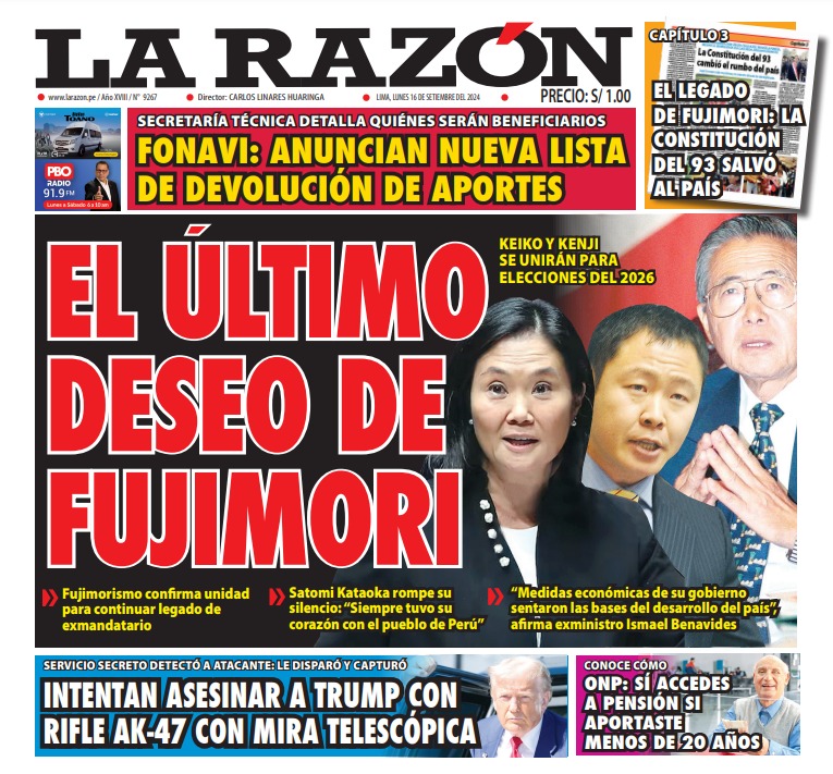 Portada Diario La Razón (16/09/2024)