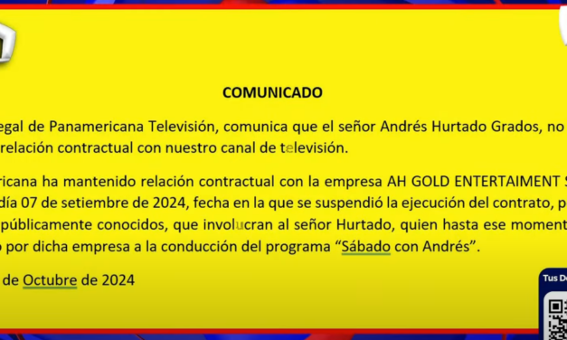 Panamericana TV se pronuncia sobre Andrés Hurtado