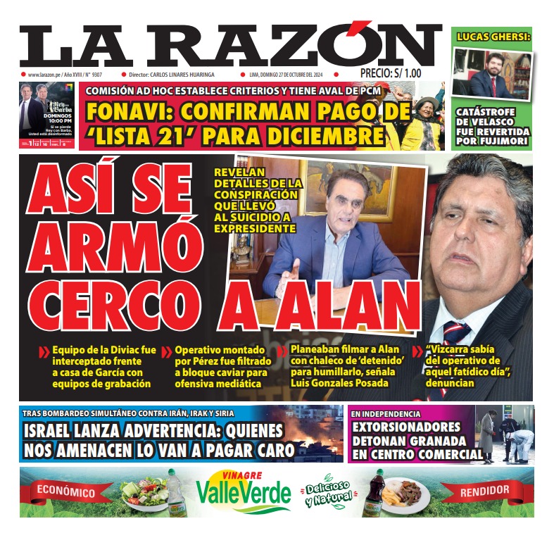 Portada Diario La Razón (27/10/2024)