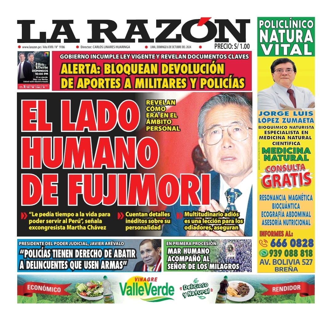 Portada Diario La Razón (06/10/2024)