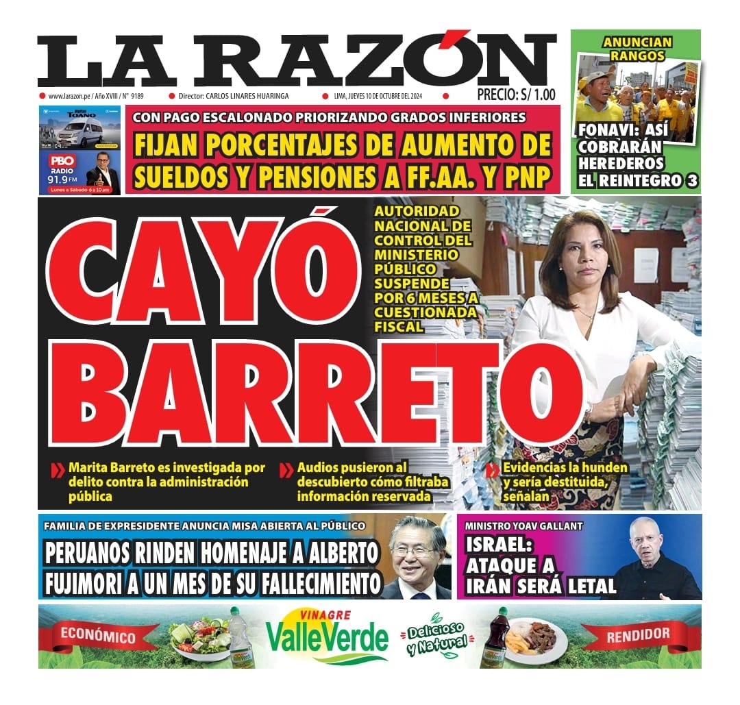 Portada Diario La Razón (10/10/2024)