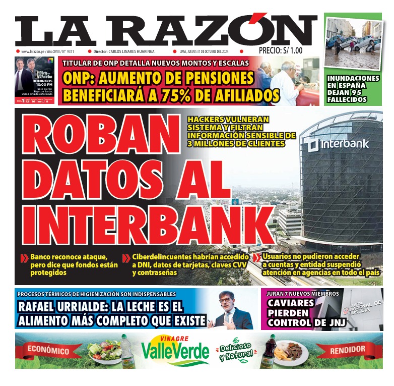 Portada Diario La Razón (31/10/2024)