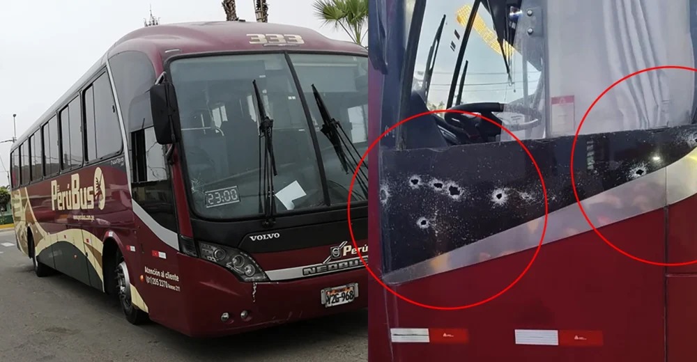 Atacan a balazos a vehículo "Perú Bus" con pasajeros a bordo