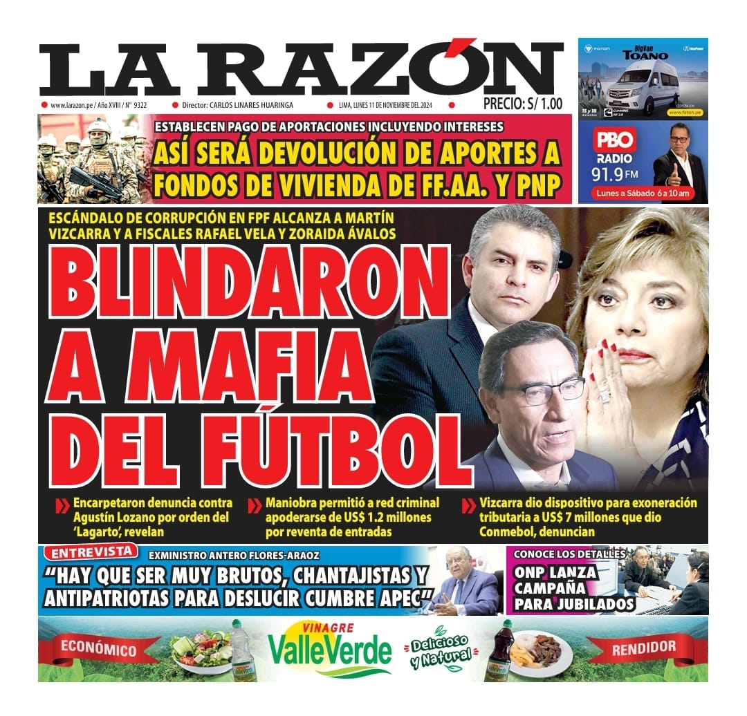 Portada Diario La Razón (11/11/2024)