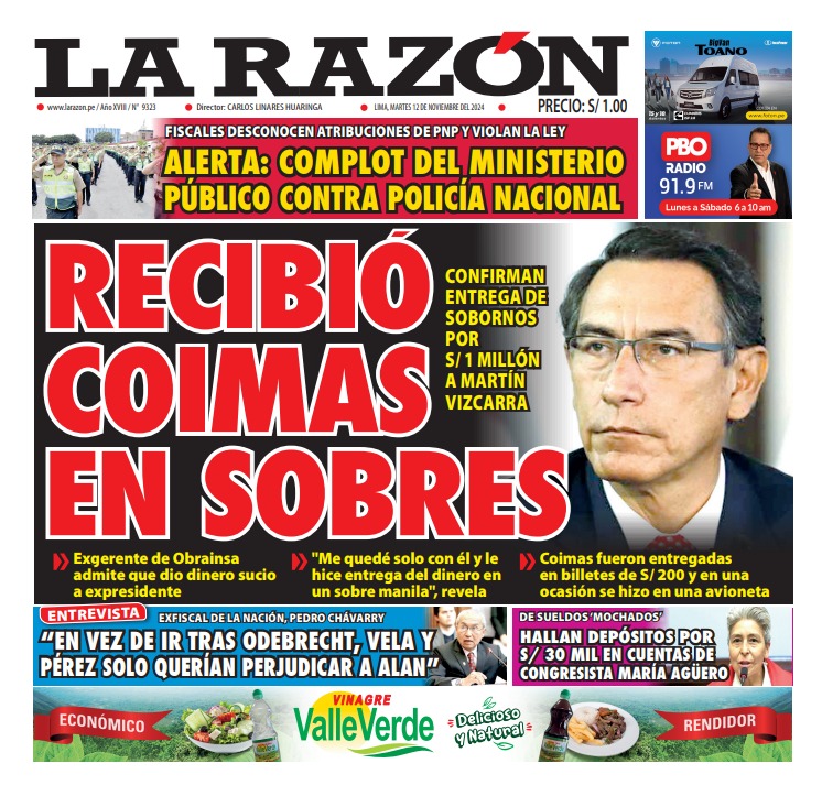 Portada Diario La Razón (12/11/2024)