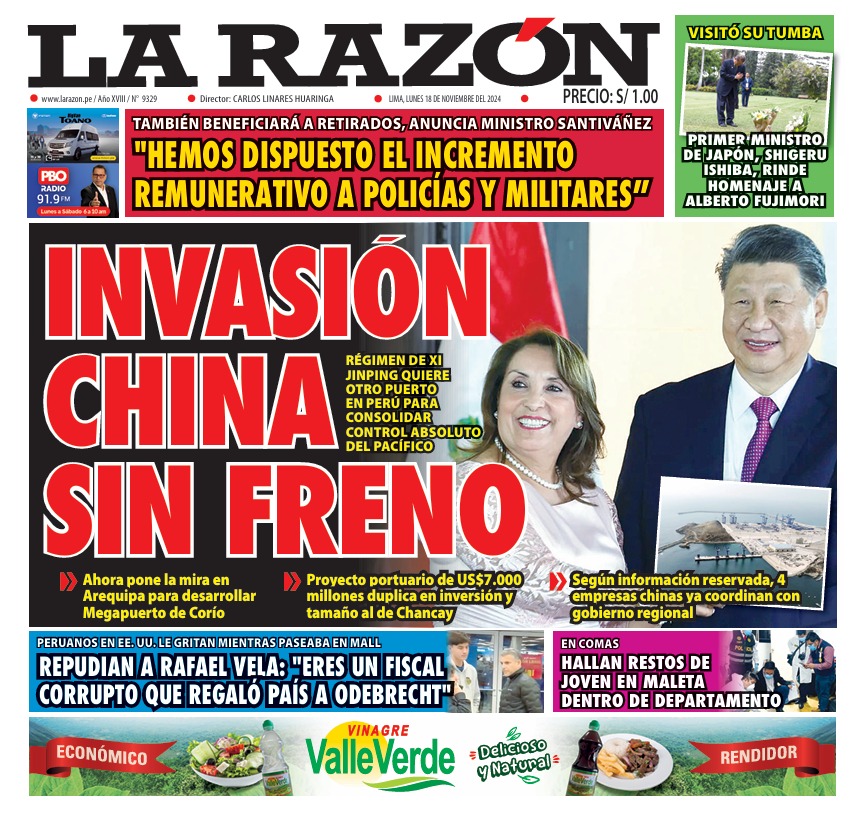 Portada Diario La Razón (18/11/2024)