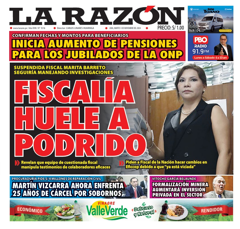 Portada Diario La Razón (05/11/2024)