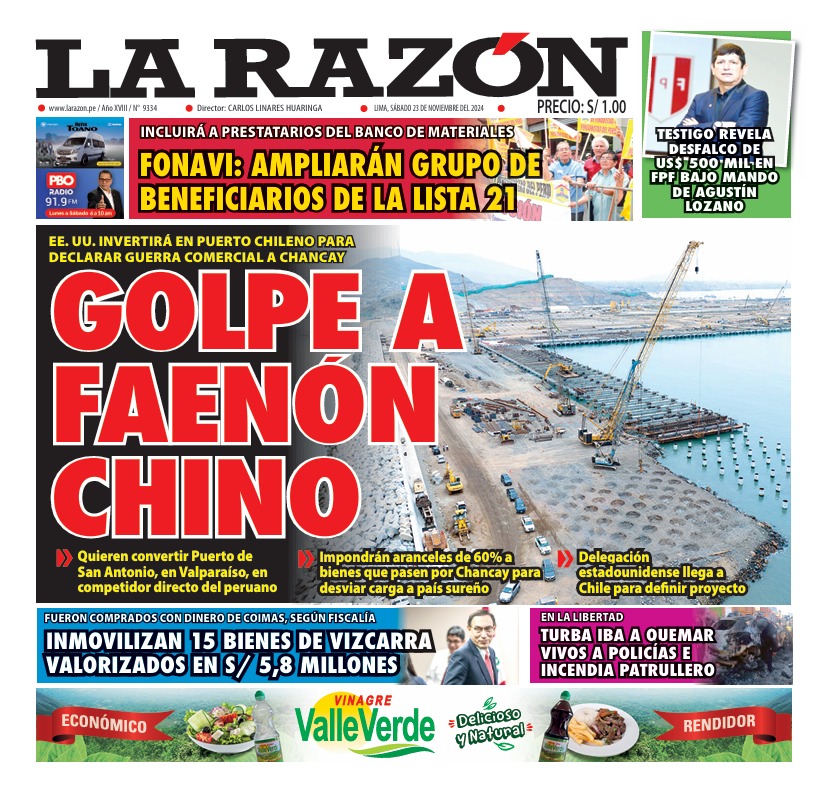 Portada Diario La Razón (23/11/2024)