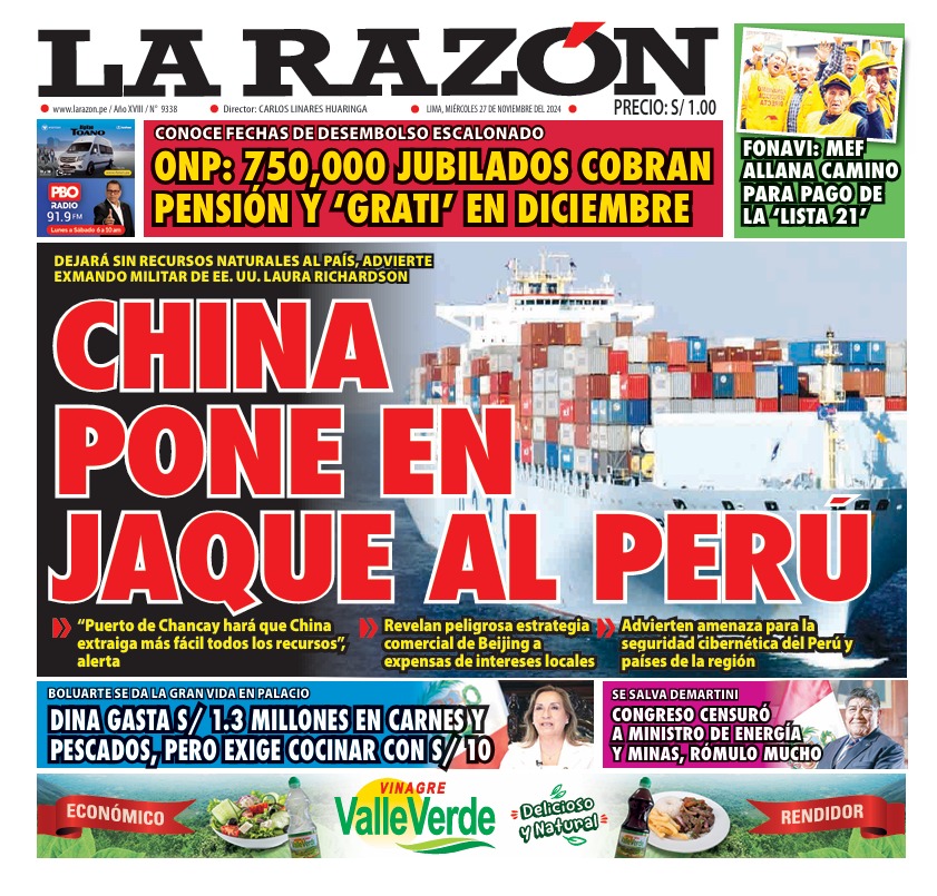 Portada Diario La Razón (27/11/2024)