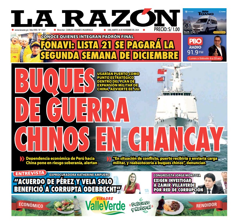 Portada Diario La Razón (26/11/2024)