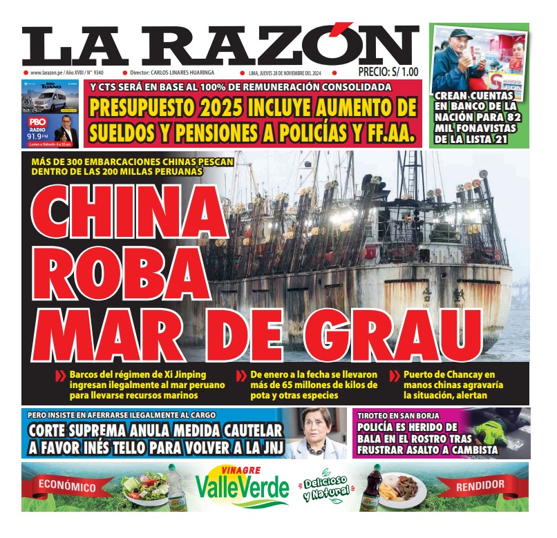 Portada Diario La Razón (28/11/2024)