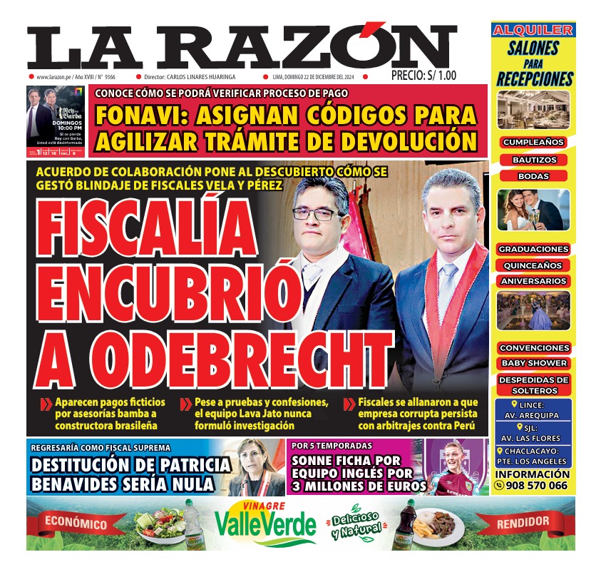 Portada Diario La Razón (22/12/2024)