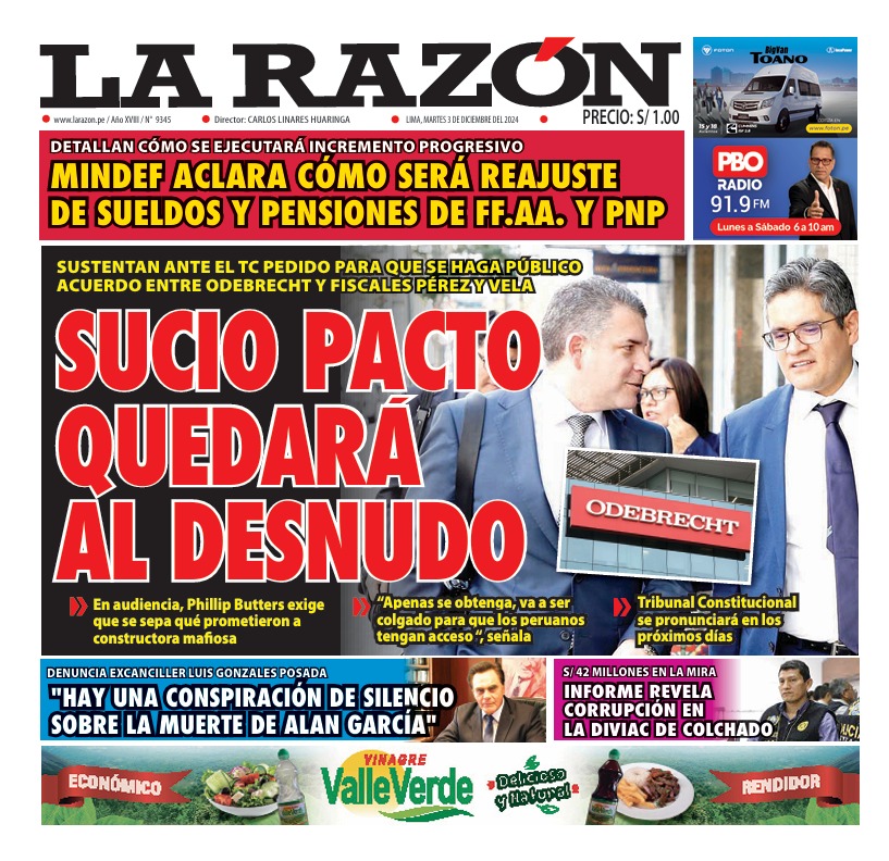 Portada Diario La Razón (03/12/2024)