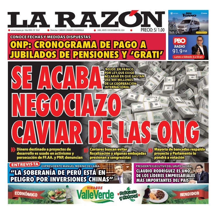 Portada Diario La Razón (05/12/2024)