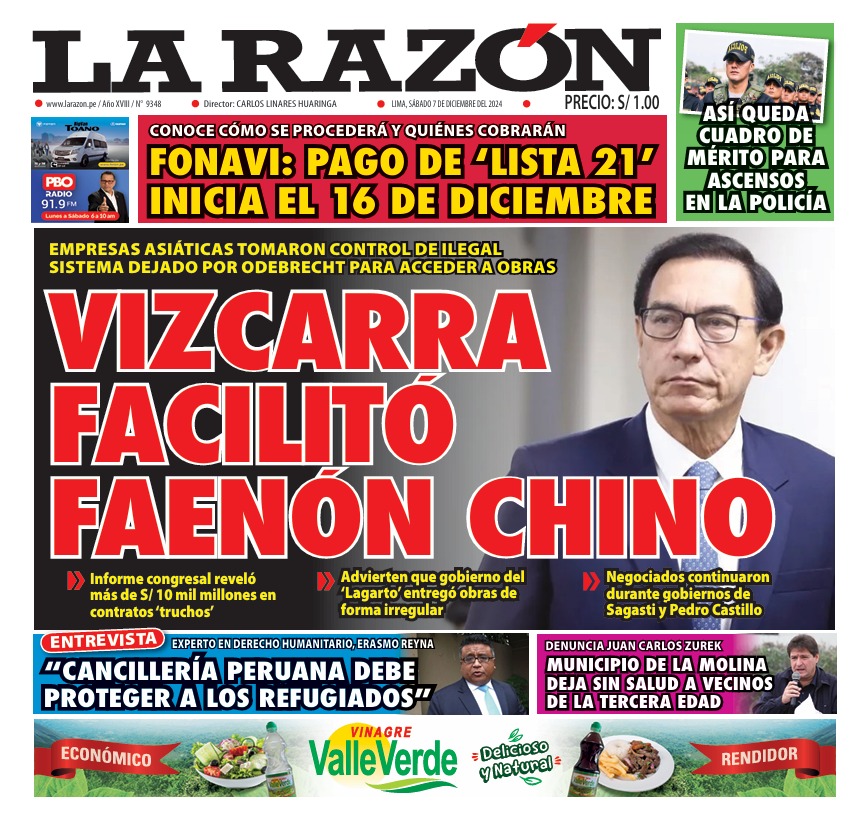 Portada Diario La Razón (07/12/2024)