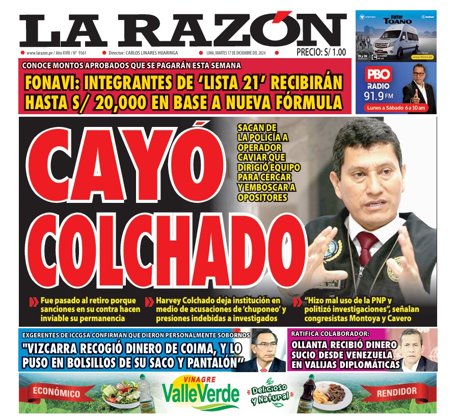 Portada Diario La Razón (17/12/2024)