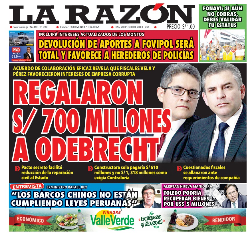 Portada Diario La Razón (24/12/2024)