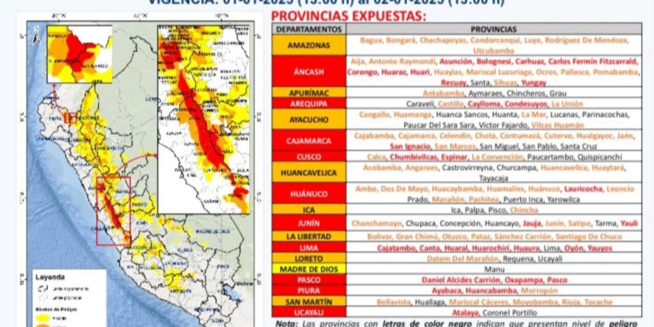 Alerta roja en diez regiones del Perú por riesgo de activación de quebradas