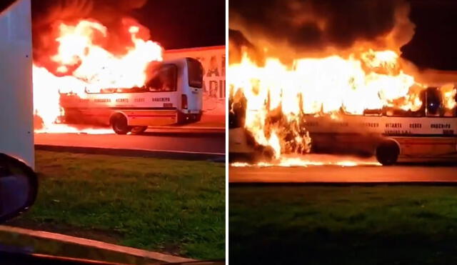 Incendio en bus de transporte público moviliza a bomberos en El Agustino