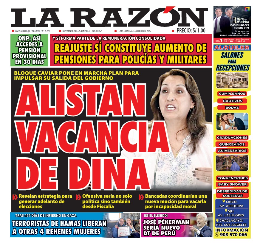 Portada Diario La Razón (26/01/2025)