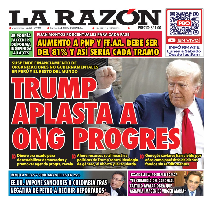 Portada Diario La Razón (27/01/2025)