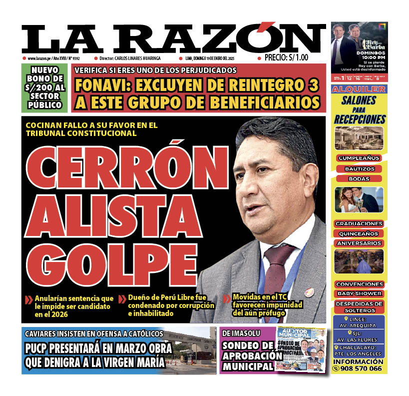 Portada Diario La Razón (19/01/2025)