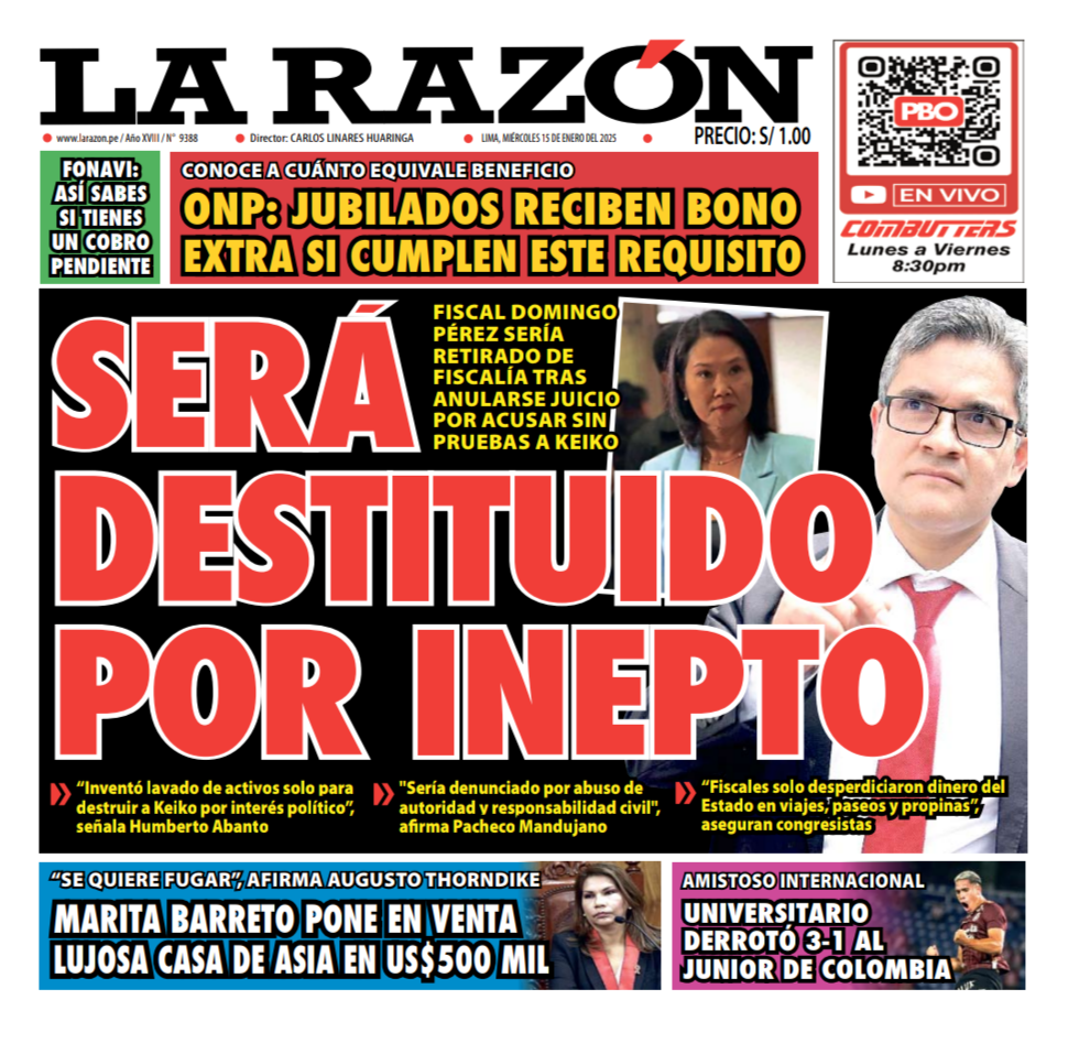 Portada Diario La Razón (15/01/2025)