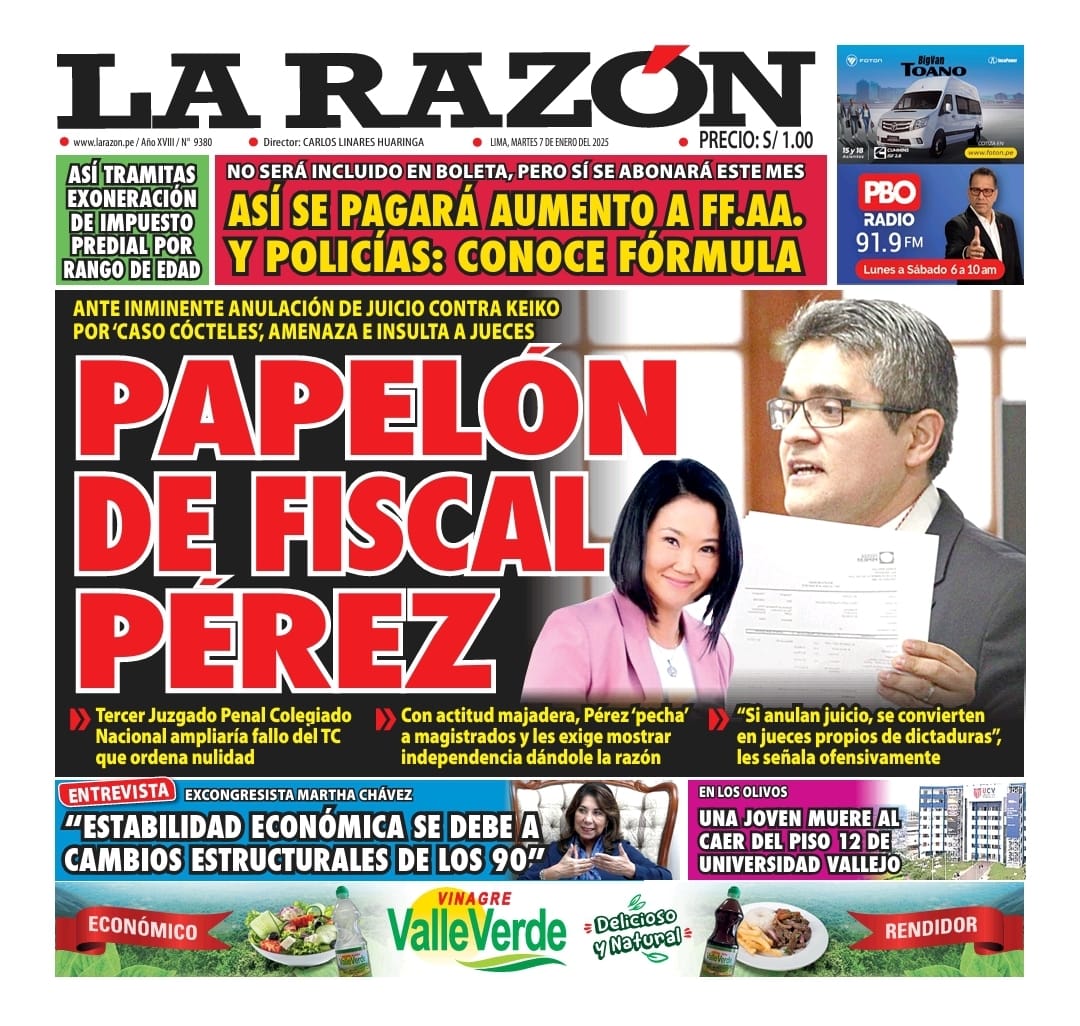 Portada Diario La Razón (07/01/2025)