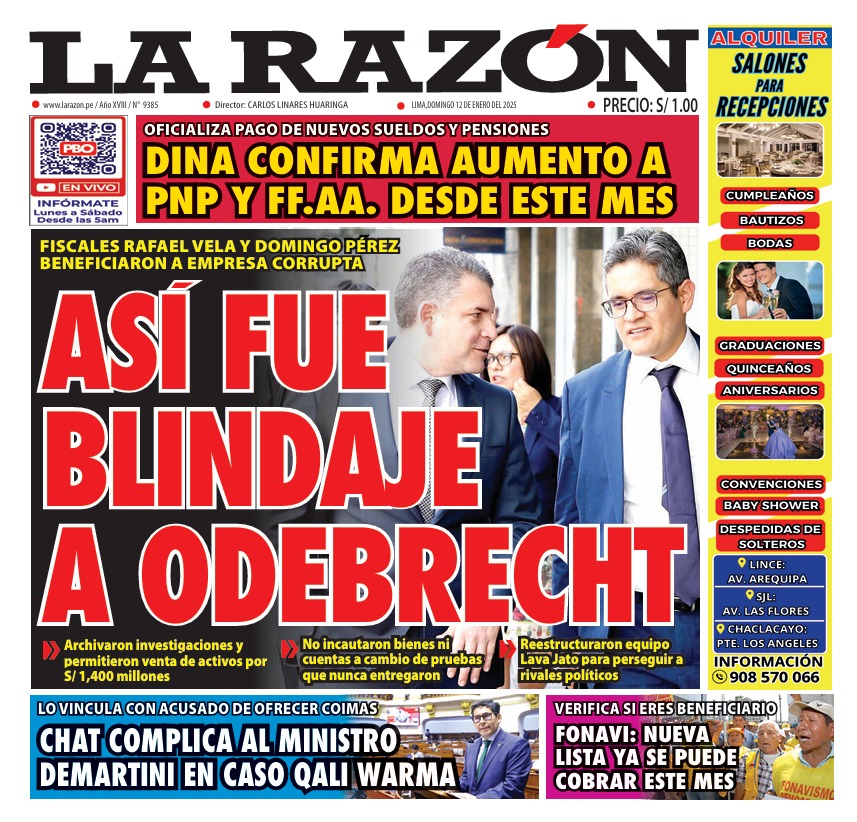 Portada Diario La Razón (12/01/2025)