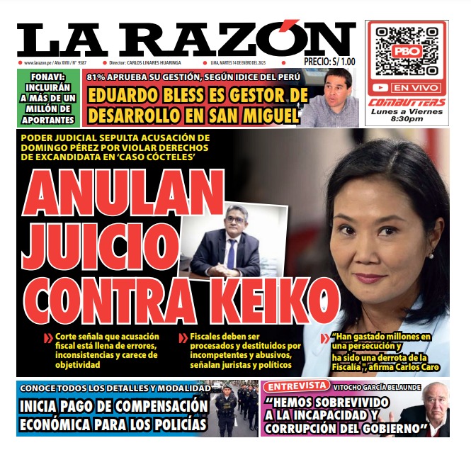 Portada Diario La Razón (14/01/2025)