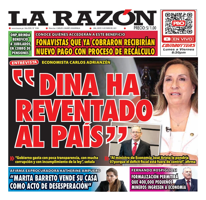 Portada Diario La Razón (16/01/2025)