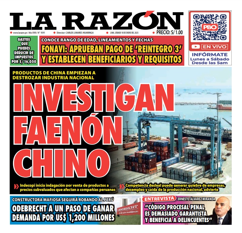 Portada Diario La Razón (18/01/2025)