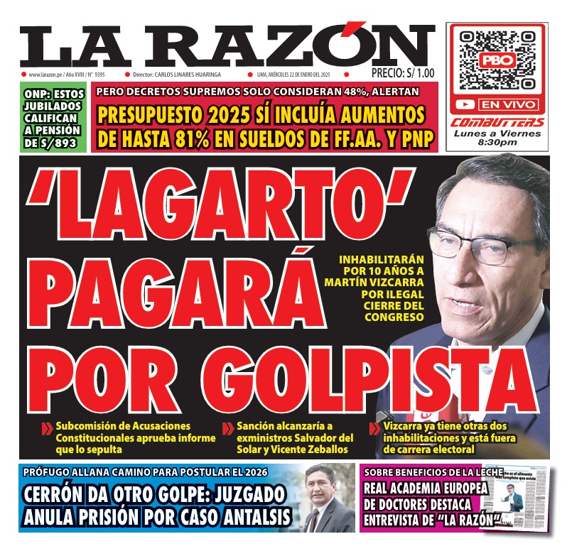 Portada Diario La Razón (22/01/2025)