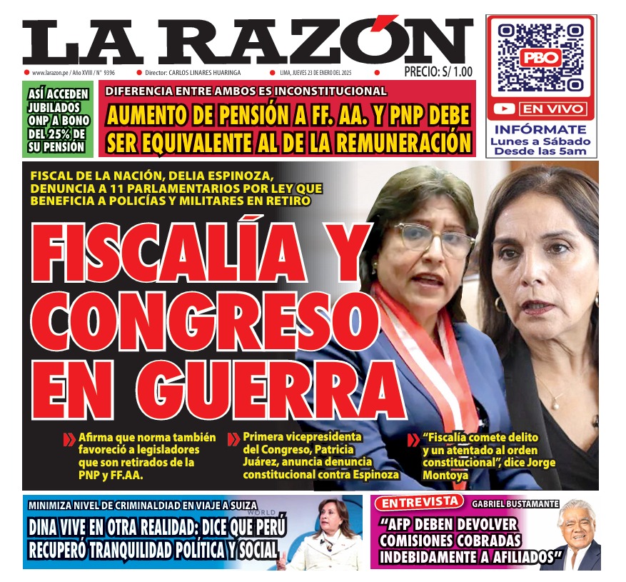 Portada Diario La Razón (23/01/2025)