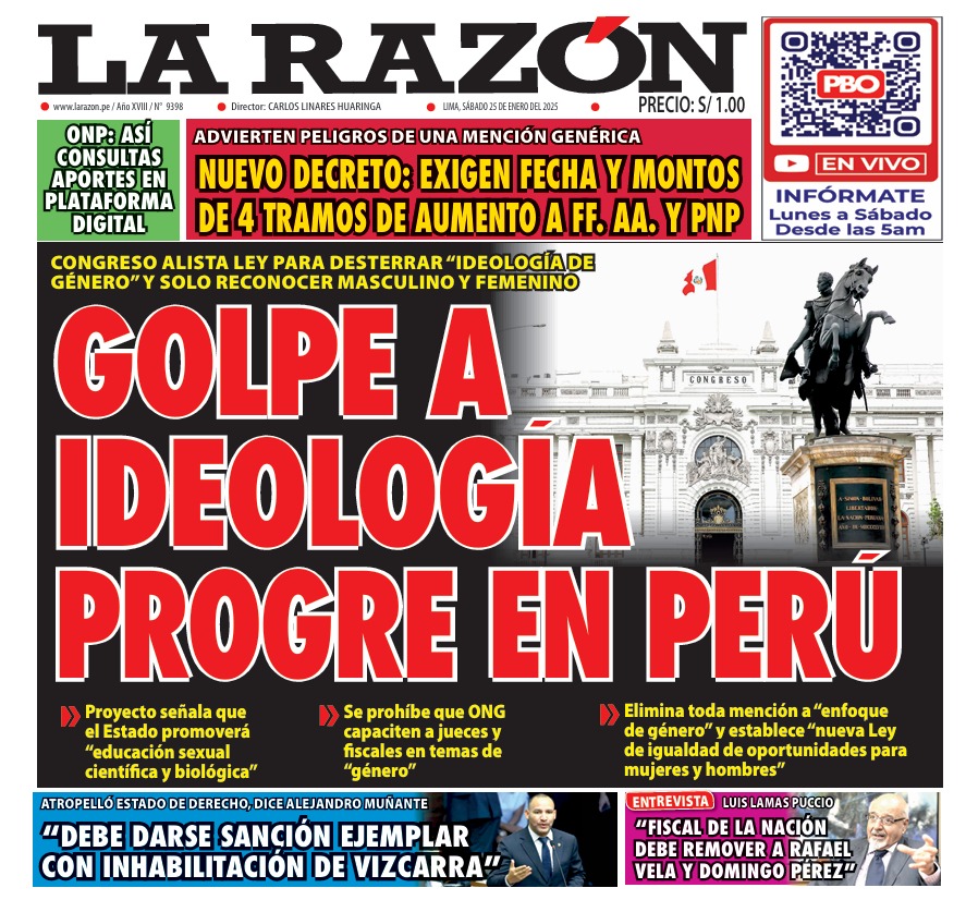 Portada Diario La Razón (25/01/2025)