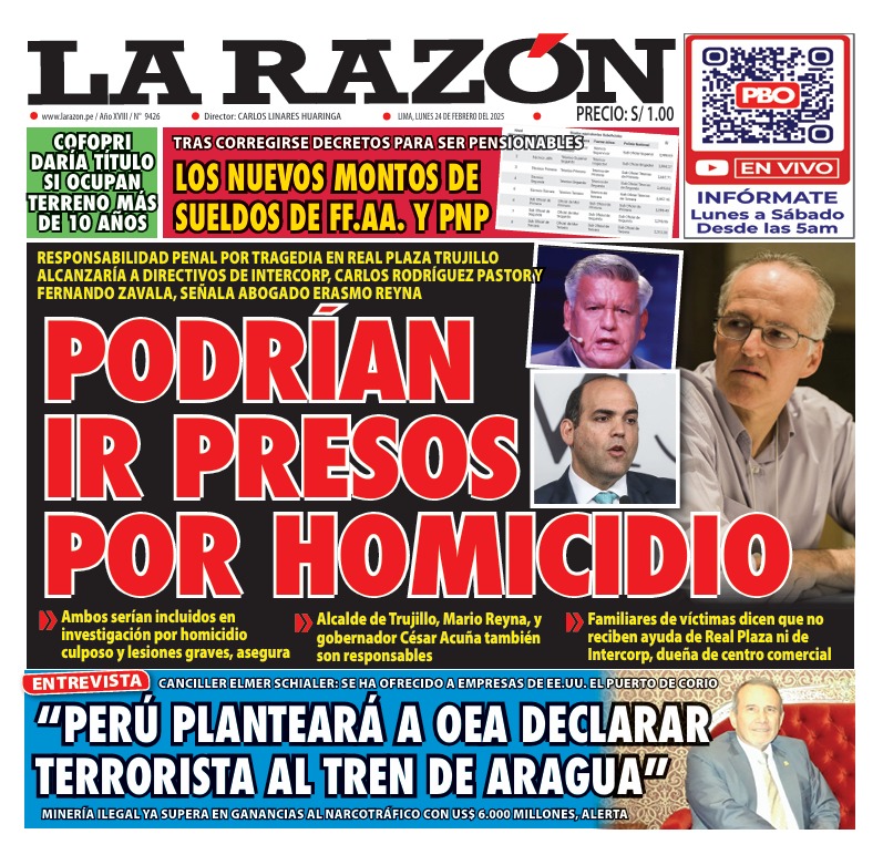 Portada Diario La Razón (24/02/2025)