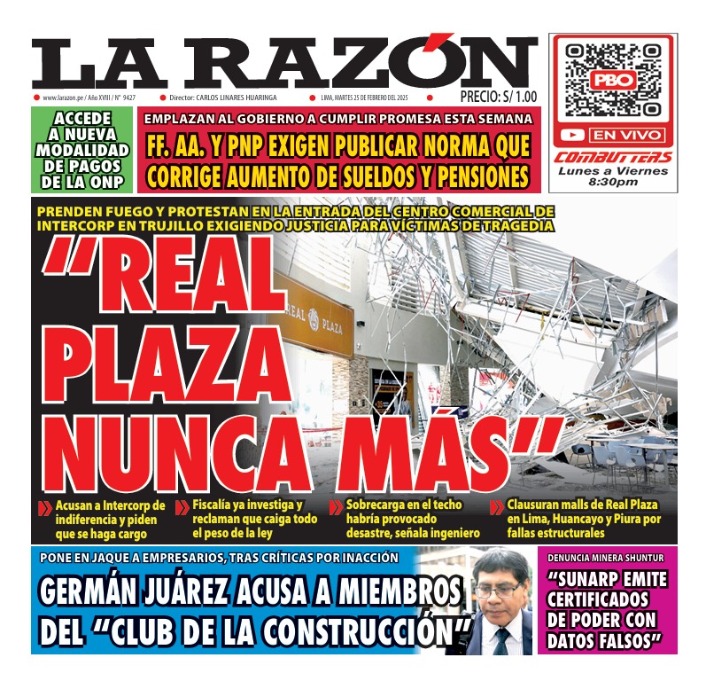 Portada Diario La Razón (25/02/2025)