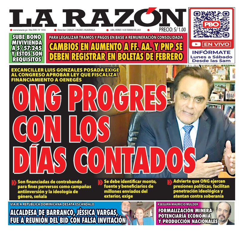 Portada Diario La Razón (14/02/2025)