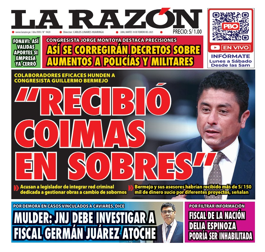 Portada Diario La Razón (18/02/2025)