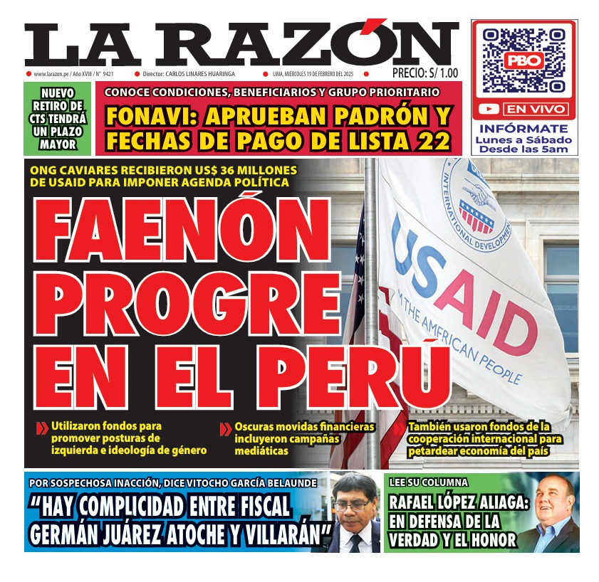 Portada Diario La Razón (19/02/2025)