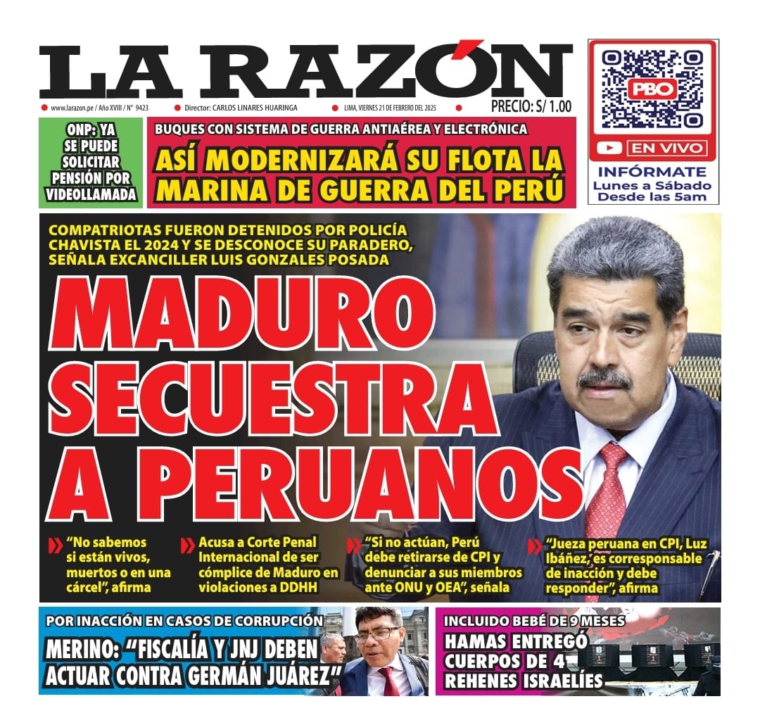 Portada Diario La Razón (21/02/2025)