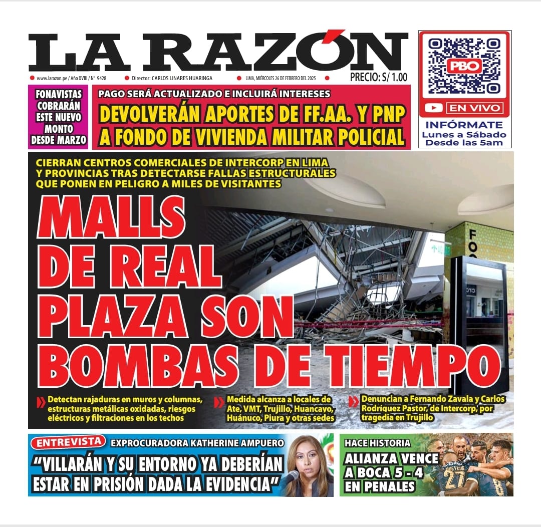 Portada Diario La Razón (26/02/2025)