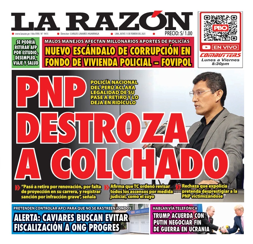 Portada Diario La Razón (13/02/2025)