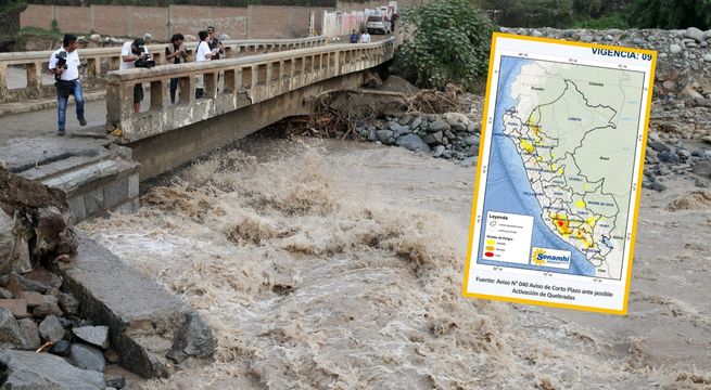 Senamhi e Indeci advierten activación de quebradas en cinco regiones