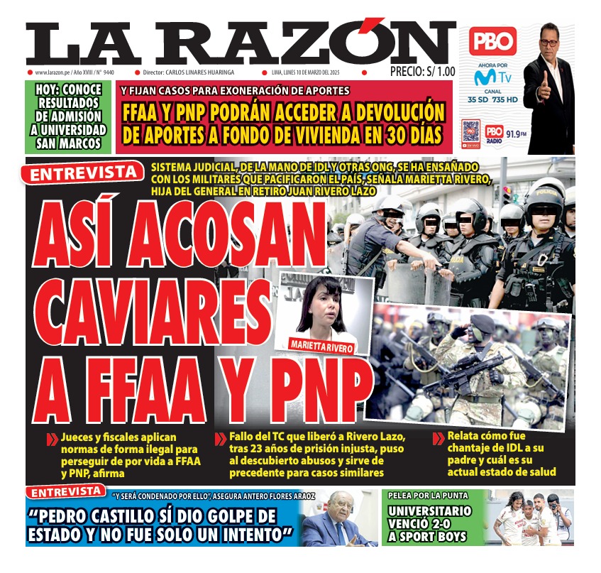 Portada Diario La Razón (10/03/2025)