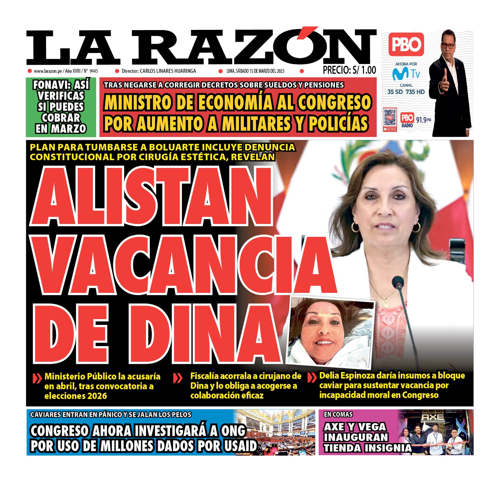 Portada Diario La Razón (15/03/2025)