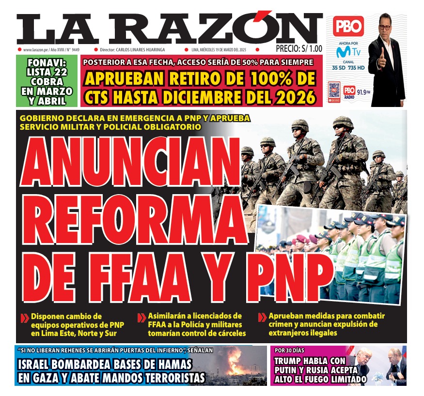 Portada Diario La Razón (19/03/2025)